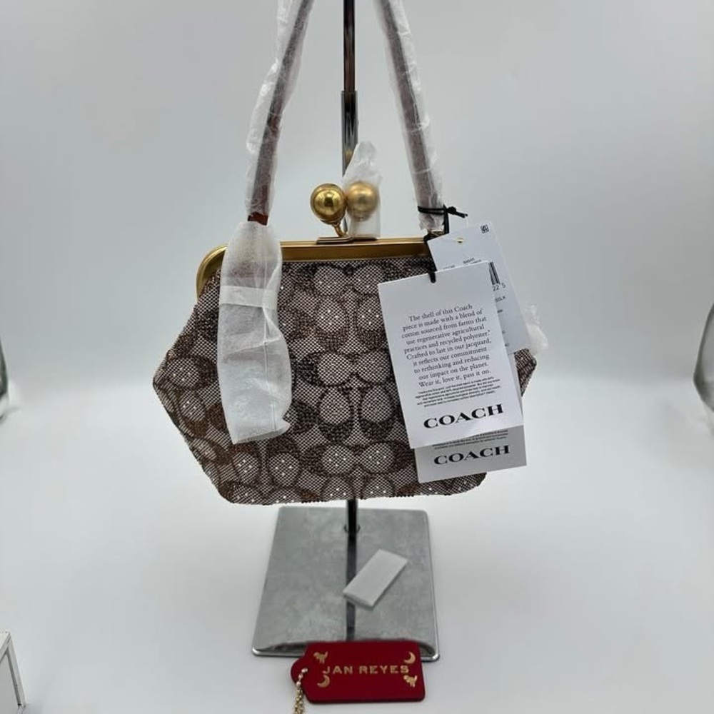 Coach Kisslock Frame Bag 16 In Crystal Signature Jacquard - Picture 6 of 10